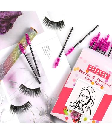 HOFASON 100PCS Disposable Eyelash Mascara Brushes | Eyebrow Brush Spoolies for Lash Extension & Makeup | Rose Color - Buy Online on GoSupps.com