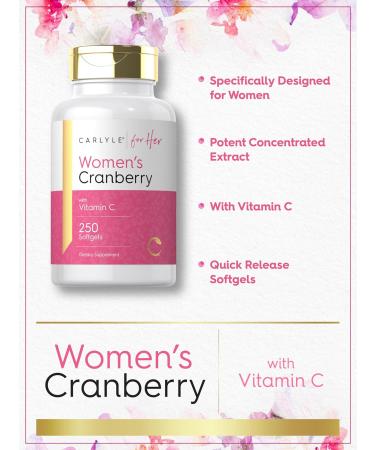 Carlyle Cranberry Pills for Women | 250 Softgels | Concentrated Extract Supplement with Vitamin C and E | Non-GMO, Gluten Free | for Her - Buy Online on GoSupps.com