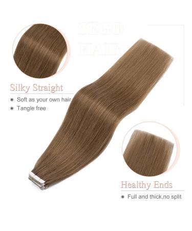 Buy 100% Remy Human Hair Tape-In Extensions - Light Brown #6 (20 Pieces + 10 Free Tapes) - 18 (45cm) - International Shipping Available - Buy Online on GoSupps.com