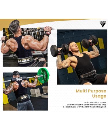 RDX Leather Weight Lifting Belt 4 & 6 - Adjustable Powerlifting Training Belt for Men & Women - Padded Strength Fitness Belt 2XL (39-44 Inch) - Black & Gold - Buy Online on GoSupps.com