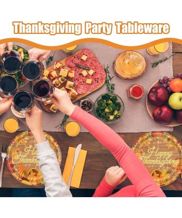 Fall Tableware Set - Fall Thanksgiving Party Paper Supplies | Autumn Non-Reusable Tableware Set Pumpkin Sunflower Maple Leaves Paper Dinnerware Serve 20 for Autumn Thanksgiving 7 Inch Tray - Buy Online on GoSupps.com