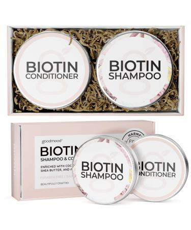 GoodMood Biotin Shampoo and Conditioner Bars for Hair Growth - Solid Set to Combat Thinning Hair Loss
