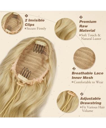 BARSDAR Short Wavy Ponytail Extension - 16'' Light Ash Blonde Mixed | Clip-in Synthetic Hairpiece for Women - Buy Online on GoSupps.com