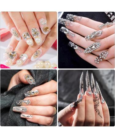 1300Pcs Crystal Nail Rhinestones Set with Pickup Pen & Tweezer - Multi Shapes 3D Rhinestones for Nail Art, Makeup & Crafts - Transparent - Buy Online on GoSupps.com