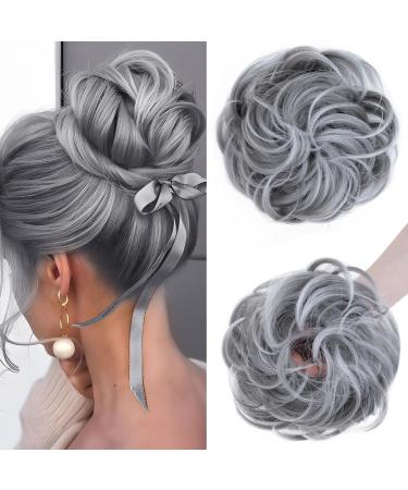 S-Noilite hair pieces for women hair scrunchies thick messy bun hair bun updo Chignons ponytail extenions - Dark Grey