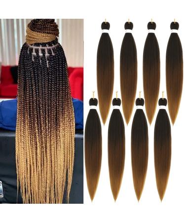 8 Packs Braiding Hair Pre-Stretched Braiding Hair- 26 Inch PreStretched Braiding Hair For Crochet Twist Braids Hair For Black Women (26 1B/30/27) 26 Inch(8Packs) 1B/30/27