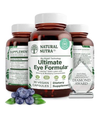 Natural Nutra Ultimate Eye Health Supplement - Bilberry & Blueberry Extract Blend for Day and Night Vision Support Promotes Color Perception & Eye Clarity - Non-GMO Vegan - 30 Capsules (Pack of 2) 120 Count (Pack of 1)