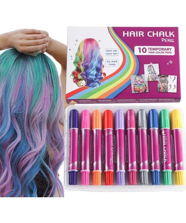 Teinture Capillaire Temporaire - 10 Couleurs Stylos Coloration Cheveux | Marqueurs de Coloration Temporaire Kit de Maquillage Lavable Jouet Amusant pour Adolescents et Adultes pour le Cosplay - Buy Online on GoSupps.com