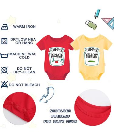Culbutomind Baby Twins Bodysuit Set | Ketchup Mustard Newborn Outfit | Unisex Romper for Infants | Red 6-9 Months - Buy Online on GoSupps.com
