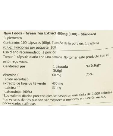 Now Foods Green Tea Extract 400mg - 100 Veg Capsules | Antioxidant Support - Buy Online on GoSupps.com
