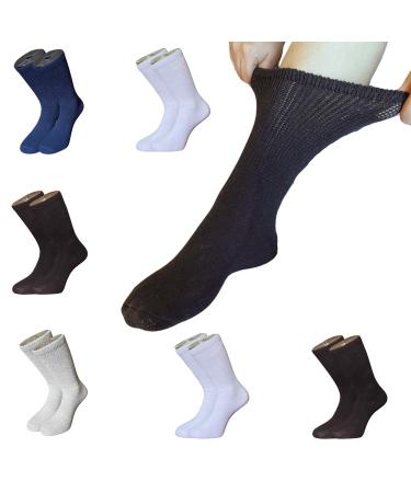 Diabetic Socks Women&Men 6 Pairs Colorful Cotton Diabetic Socks Non Binding Breathable Smooth Toe Seem 6 Super Colors
