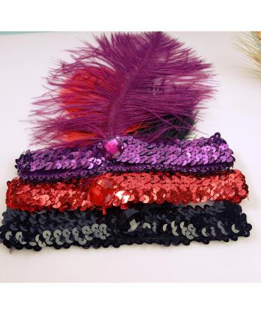 Shop Tseenyi Boho Elastic Sequins Headband for Women & Girls | Red Feather Hair Tie Jewelry | Perfect for Christmas & Stage Performances - Buy Online on GoSupps.com