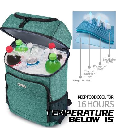 Baglher Cooler Backpack 30 Cans - Lightweight Insulated Leak-Proof Cooler for Lunch, Picnic, Hiking - Green - Buy Online on GoSupps.com