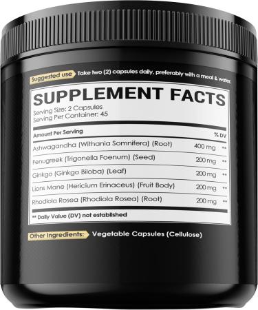 NUQIIT Ashwangdha Capsules 4000mg Fenugreek Seed 2000mg Ginkgo Biloba 2000mg & More - Apple Cider Vinegar Bladderwrack - Support Brain Health Comfortable Mind & Immune System - 90 Vegan Capsules - Buy Online on GoSupps.com