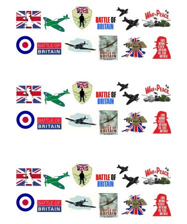 36 Stand Up Battle of Britain Themed Edible Wafer Paper Cake Toppers Decorations