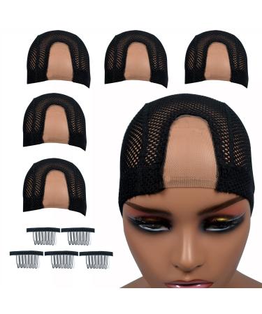 Highshion 5pcs Spandex Mesh Dome Wig Cap For Making wig  Comfortable  Stretchable Breathable And Elastic Dome Mesh Cap big holes  Dome caps for men women (2-(24-25 inch))
