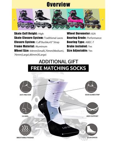 PAPAISON Adjustable Inline Skates with Light Up Wheels - White, Large (Youth & Adult 4-7 US) - Buy Online on GoSupps.com