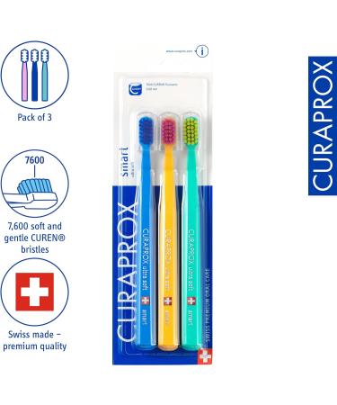 Curaprox Toothbrush CS Smart Trio Pack - 3 x Soft Small Head Toothbrush for Adults with 7600 CUREN Filaments - Curaprox Manual Toothbrush - Buy Online on GoSupps.com