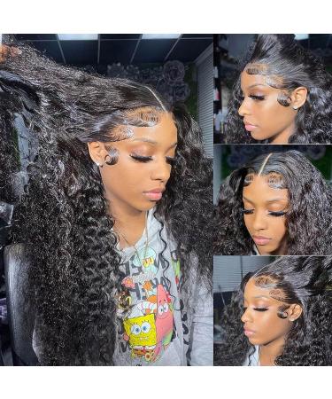 MDRTIRIM Deep Wave Lace Front Wig 30in - Brazilian Virgin Human Hair, Pre Plucked, Glueless 180% Density, HD Transparent Lace - Natural Color for Black Women - Buy Online on GoSupps.com
