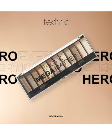 Technic Mega Mattes Nude Eyeshadow Palette - 12 Pigmented Matte Shades for Day or Night | Long-Lasting, Easy to Apply & Blendable | Professional Quality (18g) - Buy Online on GoSupps.com