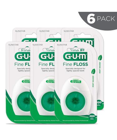 GUM Fine Waxed Dental Floss Mint - 200 Yards (6pk) | Premium Dental Care for Fresh Breath & Optimal Oral Health - Buy Online on GoSupps.com