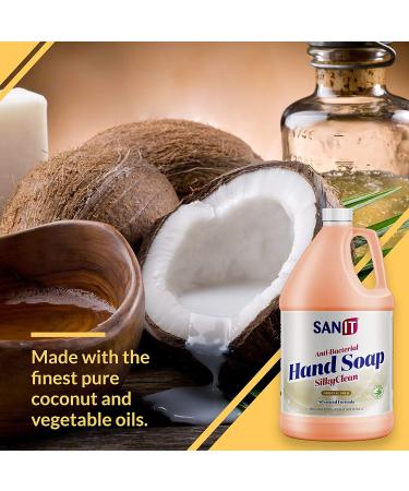 Sanit Silky Clean Antibacterial Hand Soap Refill - 1 Gallon with Coconut Oil & Aloe Vera - All Natural & Moisturizing - Made in USA - Buy Online on GoSupps.com
