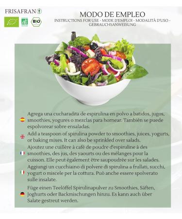 FRISAFRAN | Organic Spirulina Powder 200g | Pure & Natural Spirulina | Vegan Supplement | High in Protein | Antioxidant Purity | Natural & No Additives | Organic | Detox | Super Food Powder - Buy Online on GoSupps.com