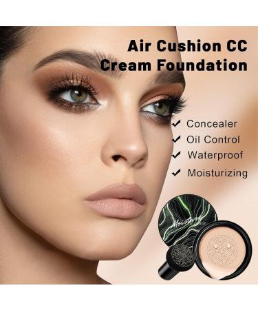 Mushroom Head Air Cushion CC Cream - BB Cream Face Makeup for Mature Skin, Moisturizing Cover Balm Foundation & Long-Lasting Color Correcting Concealer, Even Skin Tone for All Skin (Deep Brown) - Buy Online on GoSupps.com
