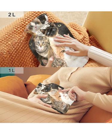 Cute Cats BAP Free Hot Water Bottle - 2L Large Hot Water Bag for Pain Relief & Cramps | International Shipping - Buy Online on GoSupps.com