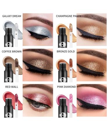 Afflano Liquid Glitter Eyeshadow Pen Set - Pigmented Long-Lasting Metallic Shimmer in Gold Silver Pink Red Brown & Nude | International Shipping - Buy Online on GoSupps.com