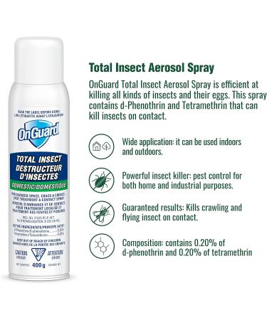 OnGuard Total Insect Aerosol Spray Can 400g | Insect Killer for Indoor and Outdoor Use | Kills Crawling and Flying Insects on Contact | Ants Spiders Earwigs Cockroaches 1-Pack - Buy Online on GoSupps.com