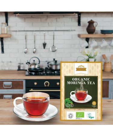  AUSHA AUSHA Moringa Organic Tea Bags - 20 Tea Bags | Immunity Alkaline Calcium | Detoxifying Cleansing Unbleached Caffeine Free | High Antioxidant Content - Buy Online on GoSupps.com