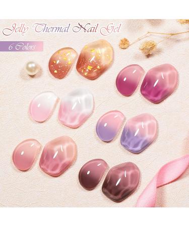 MEET ACROSS Pink Color Changing Gel Nail Polish Set - Mood Temperature Change Translucent Nude Pink Gel Polish with Foil & Crystal Accents - Buy Online on GoSupps.com