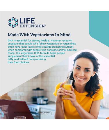 Life Extension Vegetarian DHA Supplements - Algae Based Omega-3 for Eye, Brain & Heart Health - 30 Softgels - Buy Online on GoSupps.com