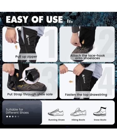 Hikenture Waterproof Zipper Leg Gaiters - Anti-Tear, Adjustable & Breathable | For Hiking, Hunting & Snow | Men & Women - Buy Online on GoSupps.com