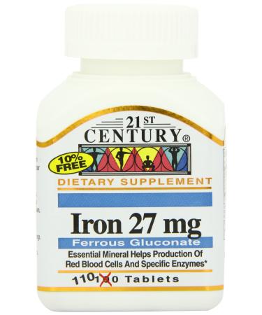21st Century Iron 27 Mg Ferrous Gluconate Tablets 110 Count (Pack of 2) - Buy Online on GoSupps.com