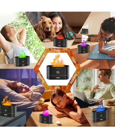 Flames Aroma Diffuser - 7-Color Light Essential Oil Humidifier for Home Office Yoga & Kids - Automatic Switch-Off (Black) - Buy Online on GoSupps.com