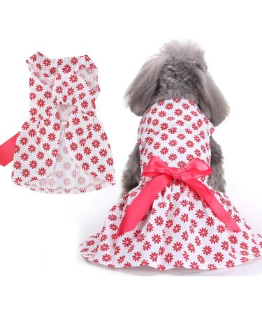 Summer Dog Dress - Sleeveless Polyester Rock Dress with Bow for Puppies | Sweet Pet Summer Clothing (XDZ302 White L) - Buy Online on GoSupps.com