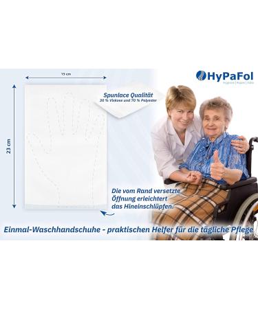 Hypafol Single-Wash Gloves 500 pcs | Skin-Friendly Disposable Flaps for Babies & Adults | 15x23cm Tear-Resistant Fabric - Buy Online on GoSupps.com