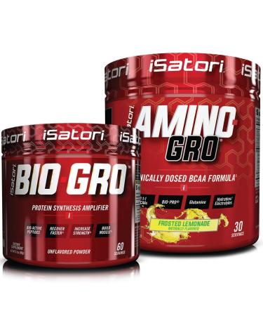 iSatori Bio-GRO Protein Synthesis Amplifier - Unflavored (60 Servings) & iSatori Amino-GRO BCAA Powder - Frosted Lemonade (30 Servings)