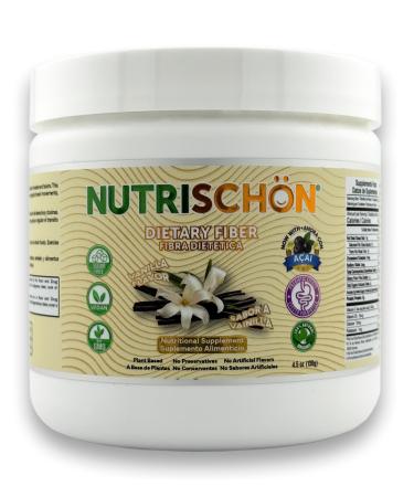 NUTRISCHON Dietary Fiber Supplement Relieves Constipation Naturally Supports Gut Health & Regularity with Added A ai Sugar Free Non-GMO (4.5 oz Vanilla) Vanilla 4.5 Ounce (Pack of 1)
