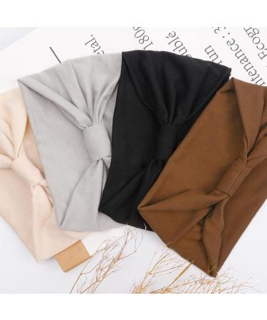 4-Pack Women's Elastic Hair Bands - Boho Knot Head Wraps for Yoga & Running - Single Color - Buy Online on GoSupps.com