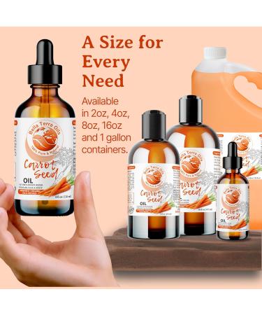 Bella Terra Oils - Organic Carrot Seed Oil 8 oz - Unveiling Organic Carrot's Enzymes & Nutritional Benefits A Cold-Pressed Delight for a Natural Skin Glow - Buy Online on GoSupps.com