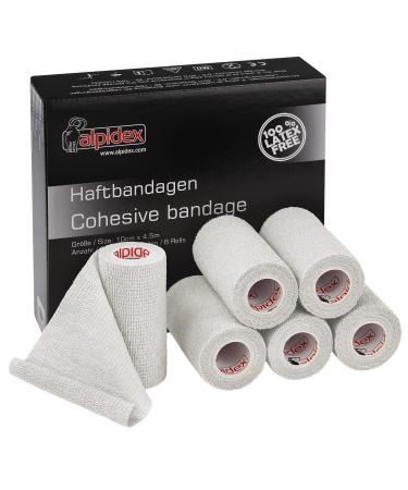Alpidex 6 rolls adhesive tape 10 cm x 4.5 m bandage self -adhesive elastic pet bandages fixing band sport vet wrap tape self -adhering bandage material horses dog humans color: white - Buy Online on GoSupps.com
