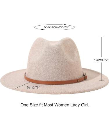 Lanzom Women Lady Felt Fedora Hat Wide Brim Wool Panama Hat - E-Beige - Buy Online on GoSupps.com