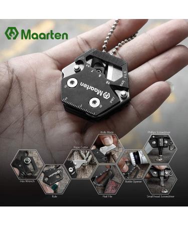 Maarten Multitool Keychain - Upgraded 14-in-1 Stainless Steel Mini EDC Tool for Survival, Camping, Hunting - Gift for Dad Men - Black - Buy Online on GoSupps.com