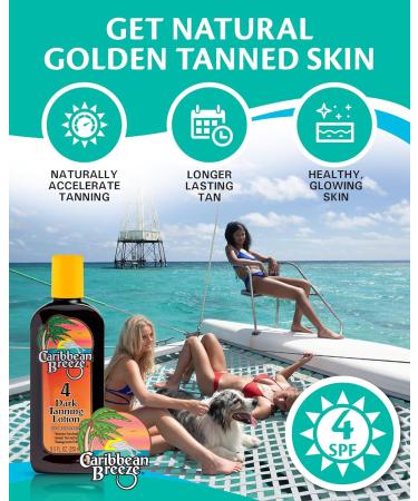 Caribbean Breeze Dark Tanning Lotion SPF 4 - Outdoor Sun Accelerator with Mango Lime Fragrance & Antioxidants | 8.5 oz - Buy Online on GoSupps.com