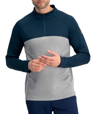 Three Sixty Six Golf Half Zip Pullover Men - Fleece Sweater Jacket - Mens Dry Fit Golf Shirts X-Large Deep Sea Blue