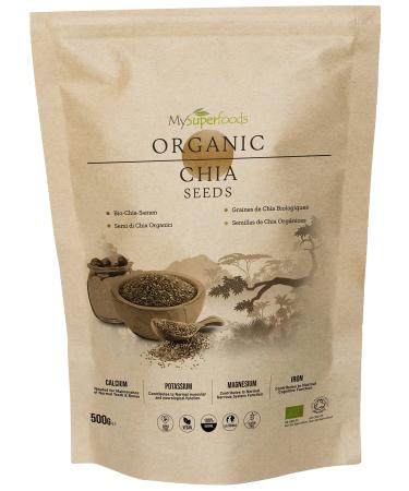 MySuperfoods Organic Chia Seeds 500g Natural Source of Omega-3 & Protein 500 g (Pack of 1)