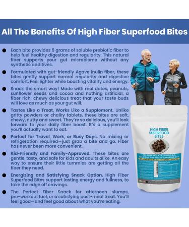 High Fiber Superfood Bites 5g Clean Fiber Snacks for Adults Peanut Cocoa Date Flavor High Fiber Foods No Added Sugar Vegan Fiber Snack Supports Digestion Regularity Gut Health Snack 30 Count - Buy Online on GoSupps.com